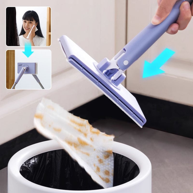Hands-Free Cloth Changing Mini Mop with 360° Swivel Head