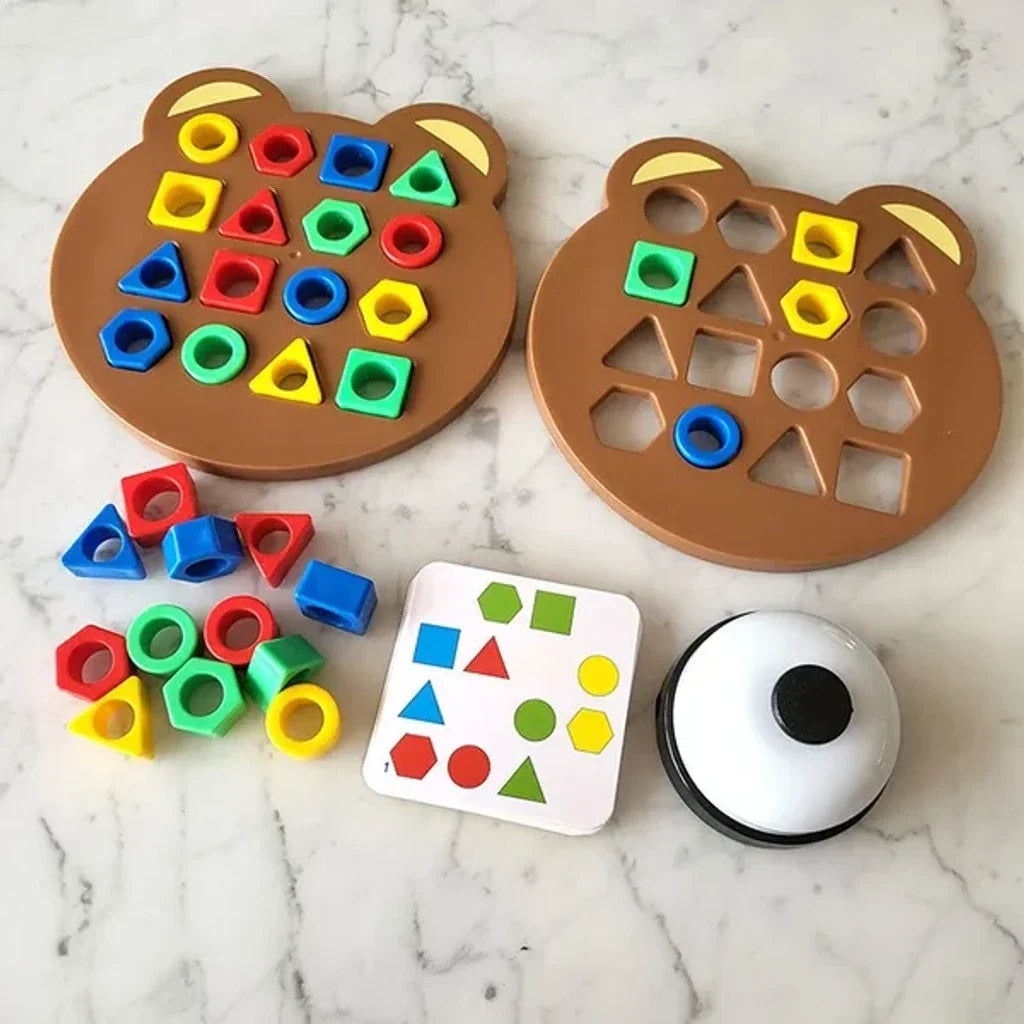Shape Matching Game Learning Educational Toy with Cards and Bell