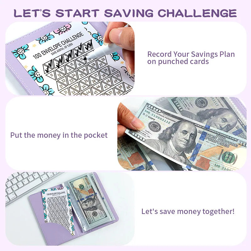 A5 Savings Challenge Binder with 100 Envelopes
