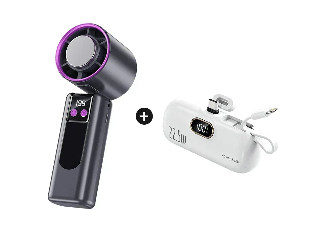 Handheld Portable Fan with Ice Cooler and Digital Display
