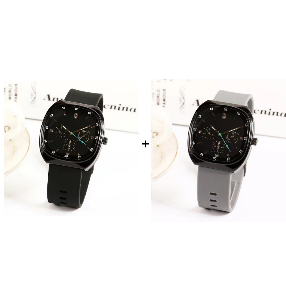 Men's Large Dial Quartz Watch with Silicone Strap