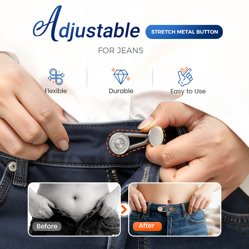 Spring-Loaded Metal Waist Extender Button for Jeans