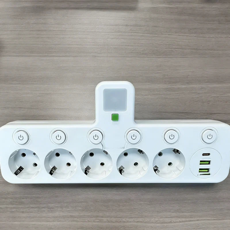 Smart Power Strip with USB Ports and Individual Switches