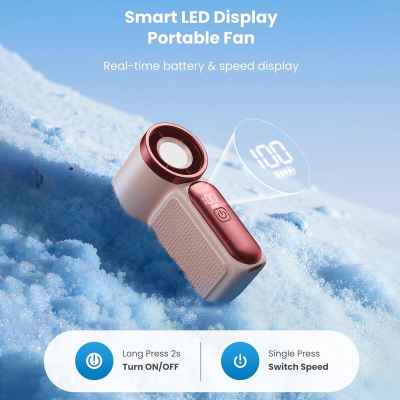 Turbo Handheld Fan with LED Display 6 Speeds 3000mAh Battery