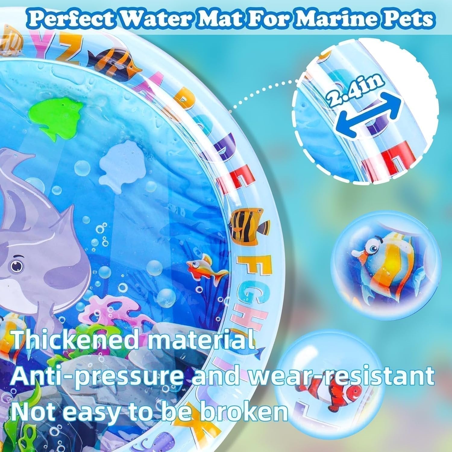 Pet Water Sensory Play Mat with Floating Fish