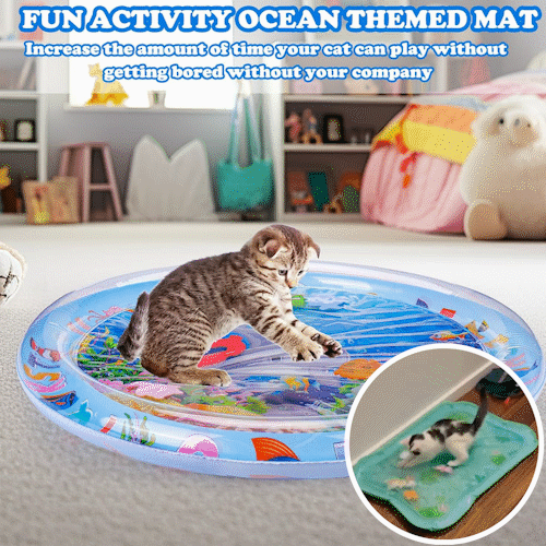 Pet Water Sensory Play Mat with Floating Fish