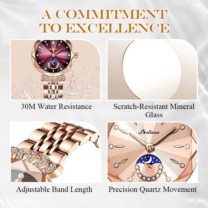 Fashionable Diamond Moon Star Women's Watch