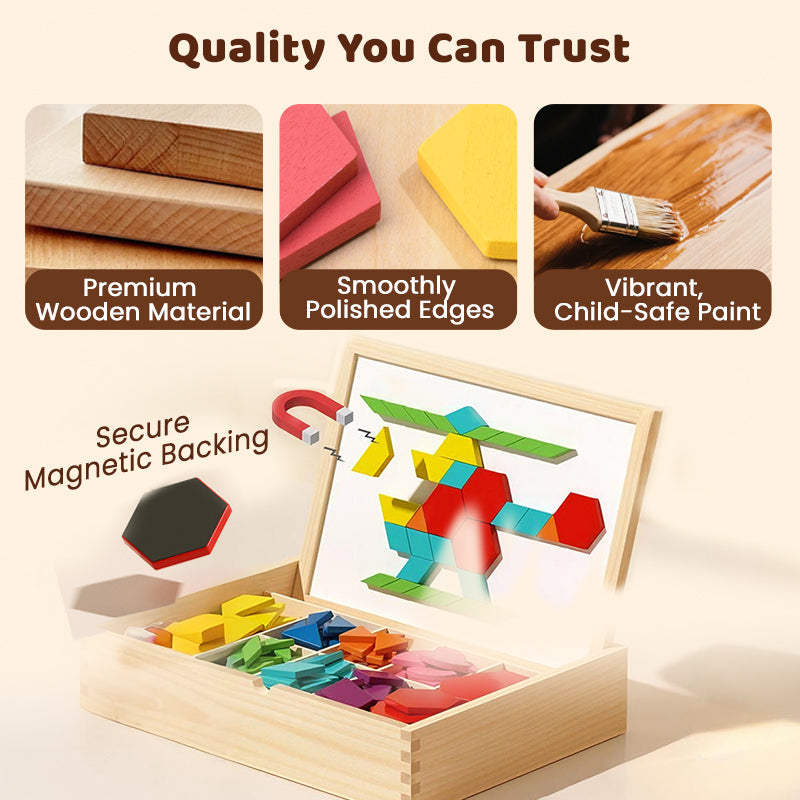 Wooden Magnetic Pattern Block Puzzle Set