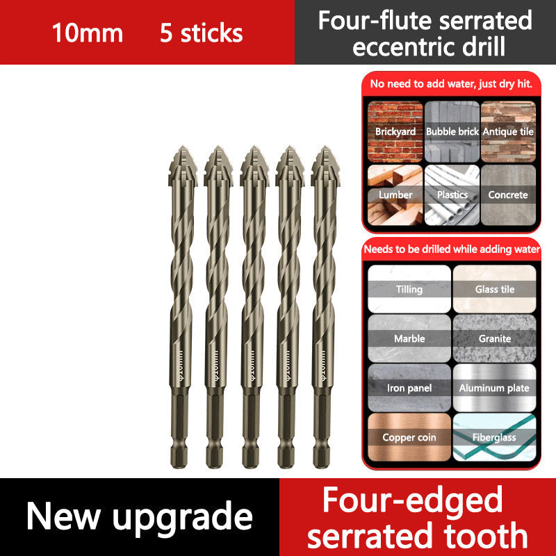 4-Flute Serrated Eccentric Drill Bit Set