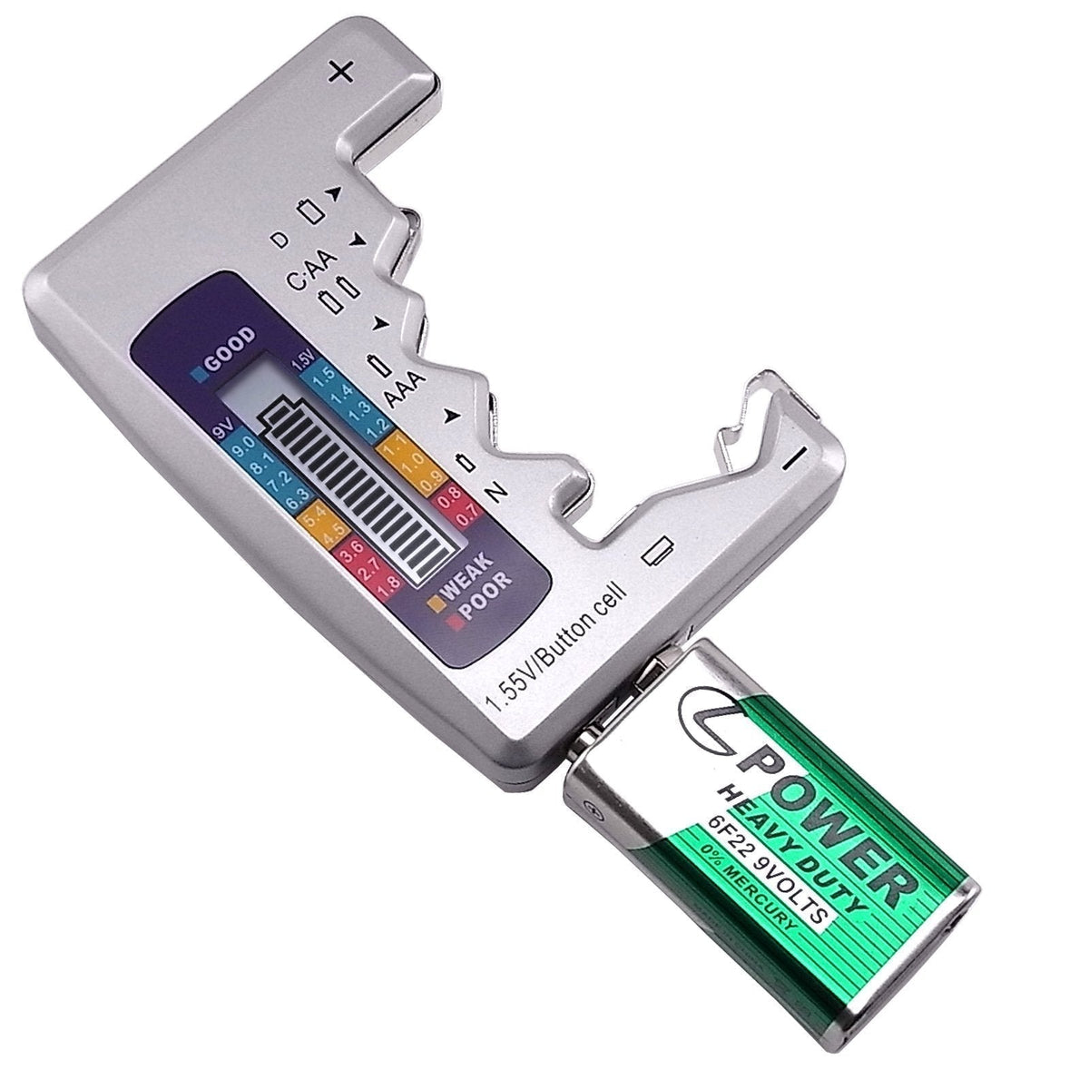 Battery Tester for C AA AAA D N 9V and Button Cells