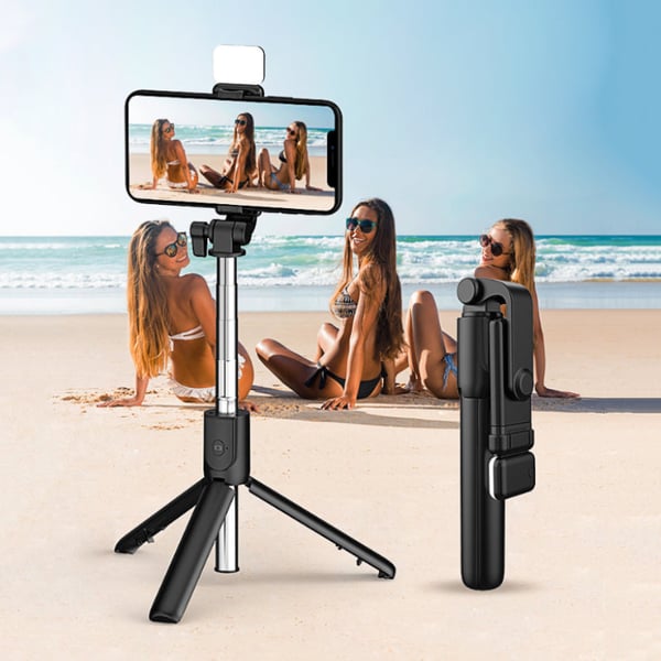 6-in-1 Wireless Bluetooth Selfie Stick with Tripod and LED Fill Light
