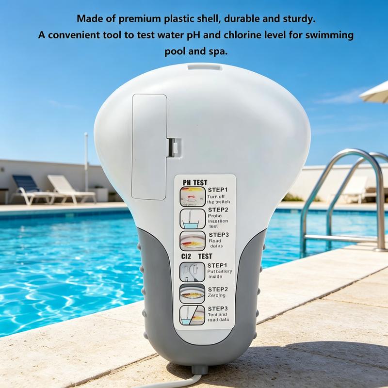 White Electronic pH and Chlorine Pool Water Tester