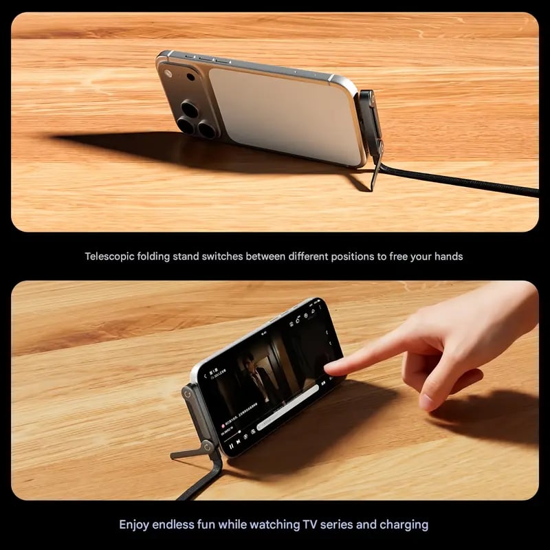 2-in-1 240W Fast Charging Cable with Foldable Phone Stand