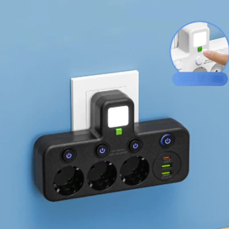 Smart Power Strip with USB Ports and Individual Switches