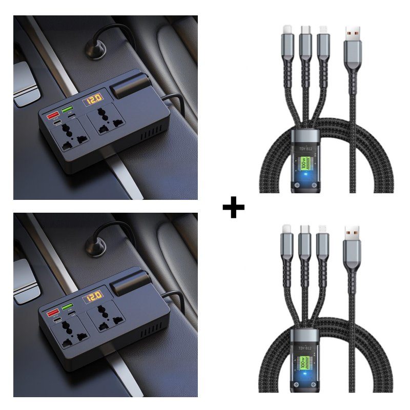 200W Portable Car Inverter 12V/24V to 220V with Digital Display