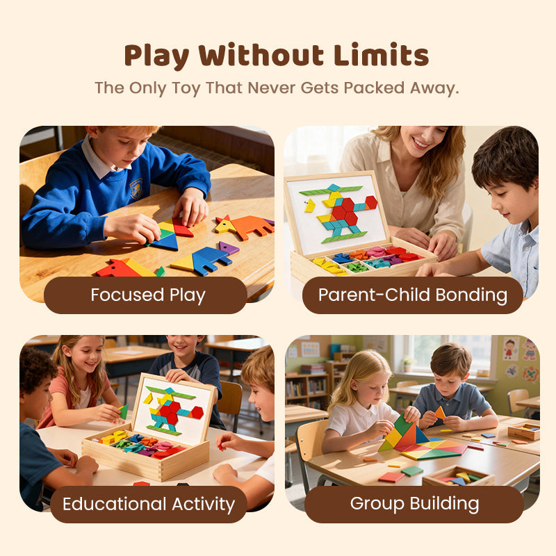 Wooden Magnetic Pattern Block Puzzle Set