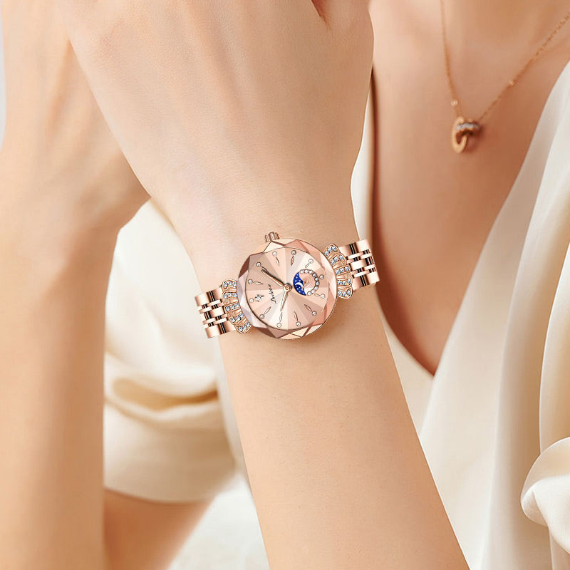 Fashionable Diamond Moon Star Women's Watch