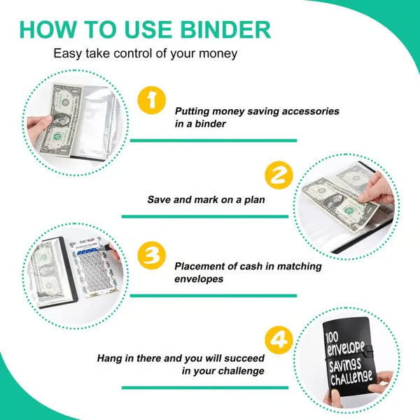 A5 Savings Challenge Binder with 100 Envelopes