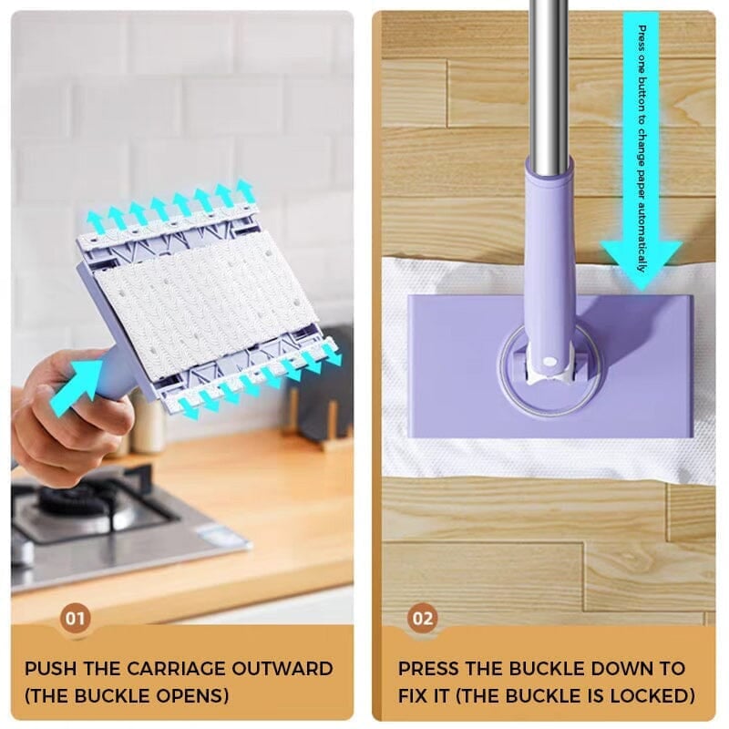 Hands-Free Cloth Changing Mini Mop with 360° Swivel Head