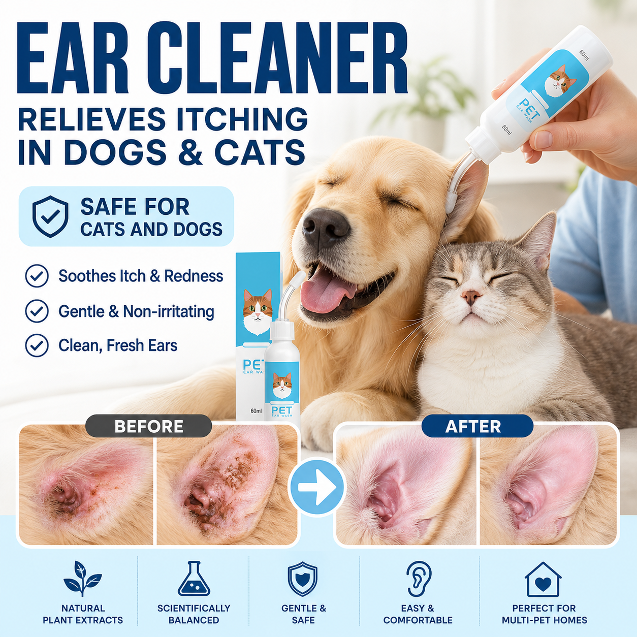 Dog & Cat Ear Cleaner with Natural Plant Extracts