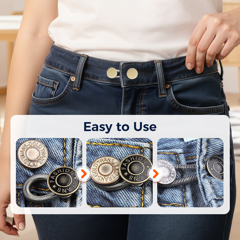 Spring-Loaded Metal Waist Extender Button for Jeans