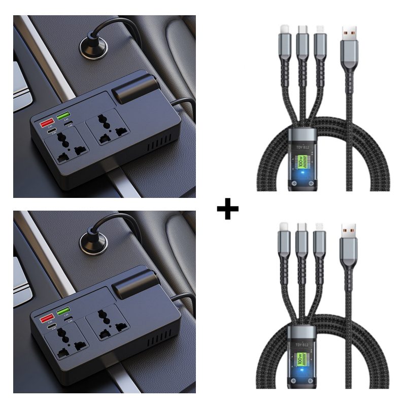 200W Portable Car Inverter 12V/24V to 220V with Digital Display
