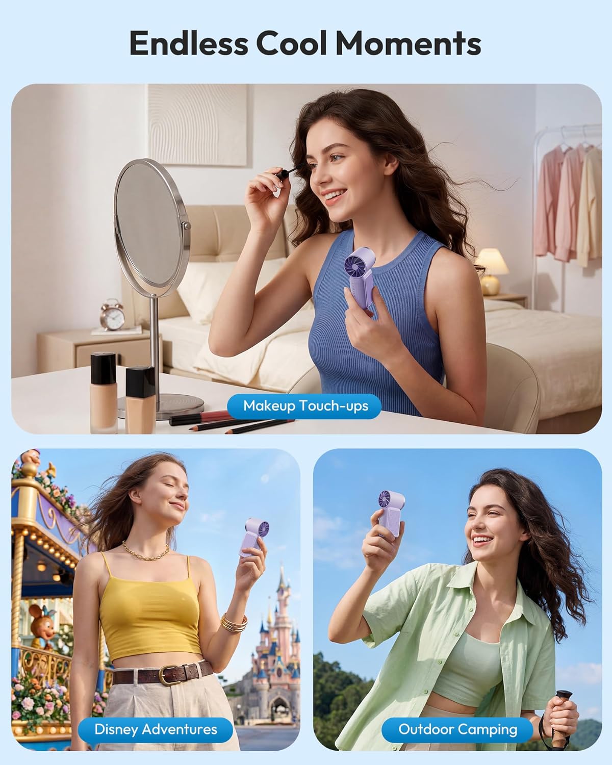 Turbo Handheld Fan with LED Display 6 Speeds 3000mAh Battery