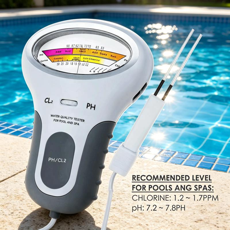 White Electronic pH and Chlorine Pool Water Tester