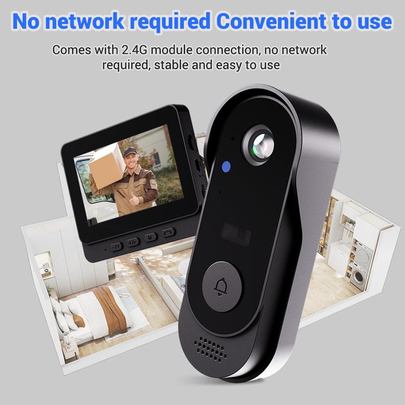 Wireless Doorbell Camera 1080P 170° View 4.3-Inch Screen IPX65 Night Vision