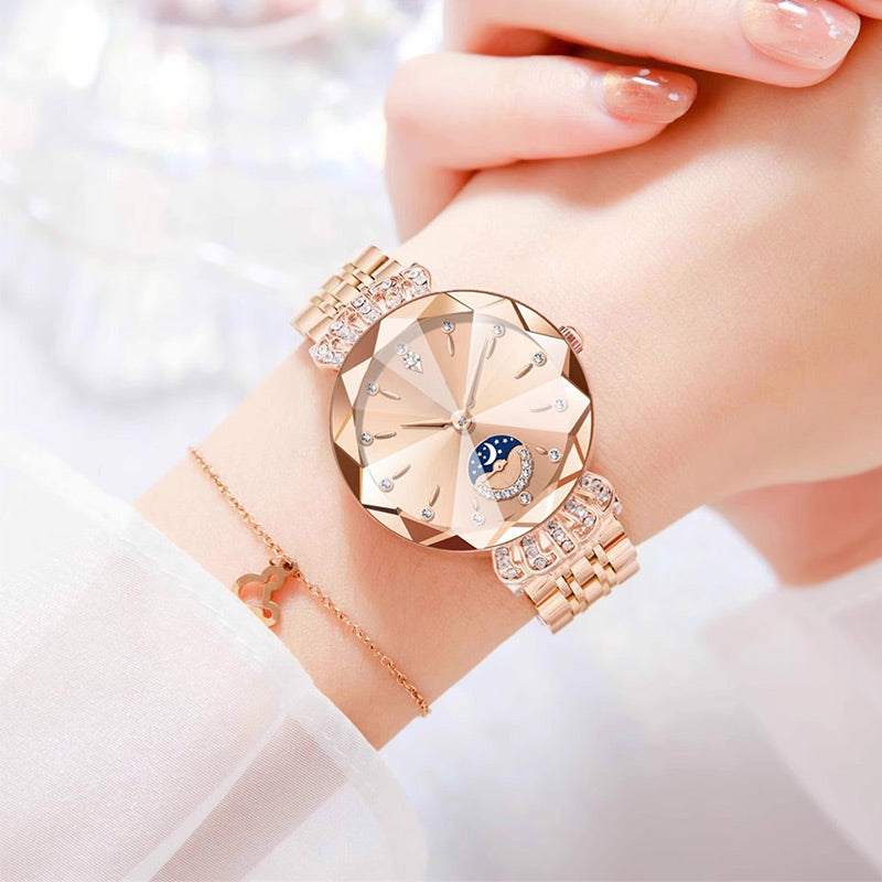 Fashionable Diamond Moon Star Women's Watch