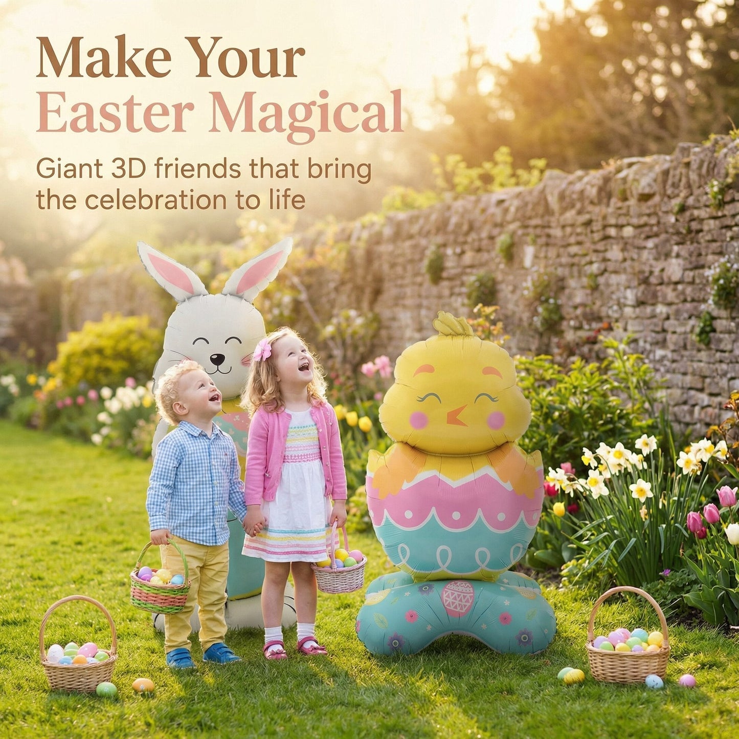 Giant 3D Standing Bunny Balloon Self-Supporting Easter Decoration