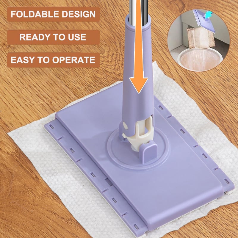 Hands-Free Cloth Changing Mini Mop with 360° Swivel Head