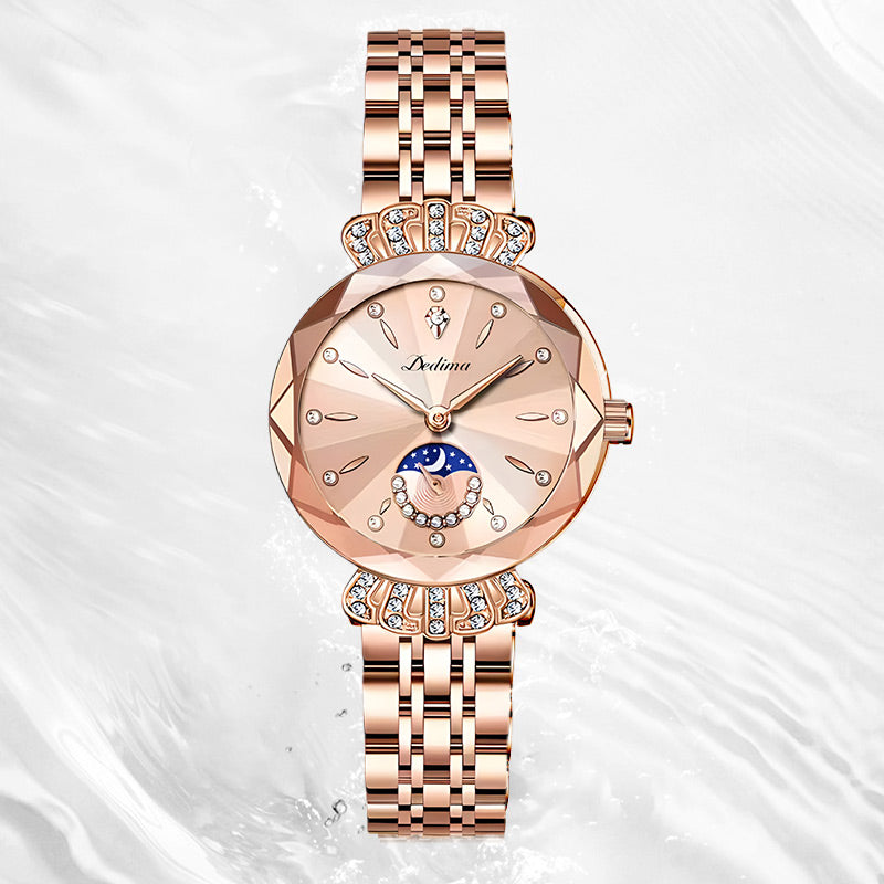 Fashionable Diamond Moon Star Women's Watch
