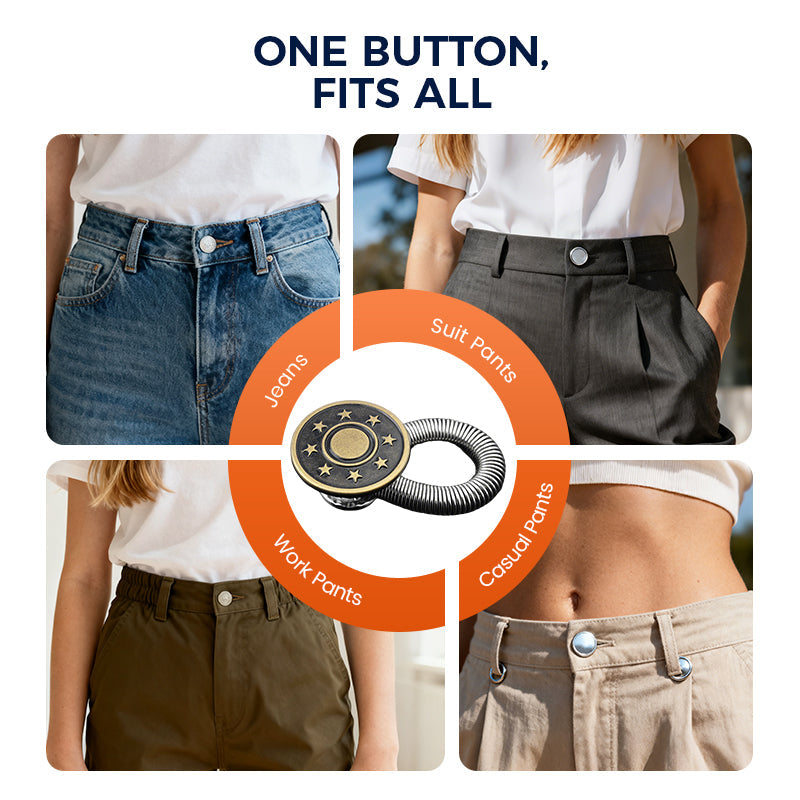 Spring-Loaded Metal Waist Extender Button for Jeans