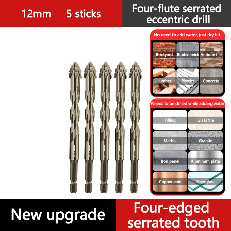 4-Flute Serrated Eccentric Drill Bit Set