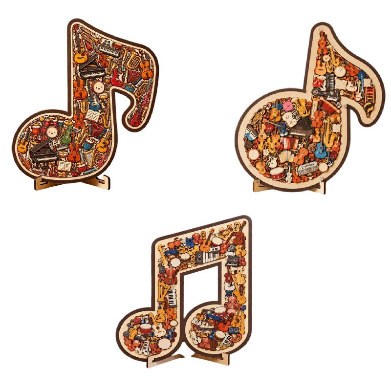 Wooden Musical Note Jigsaw Puzzle Handcrafted Brain Teaser
