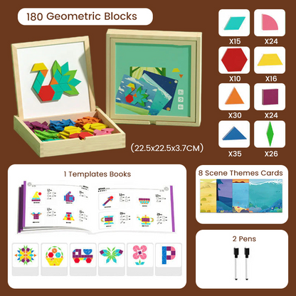 Wooden Magnetic Pattern Block Puzzle Set