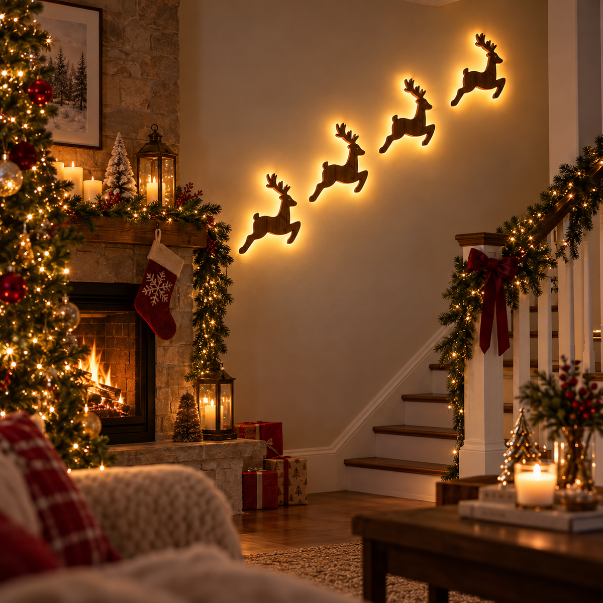 LED Wooden Christmas Wall Decorations