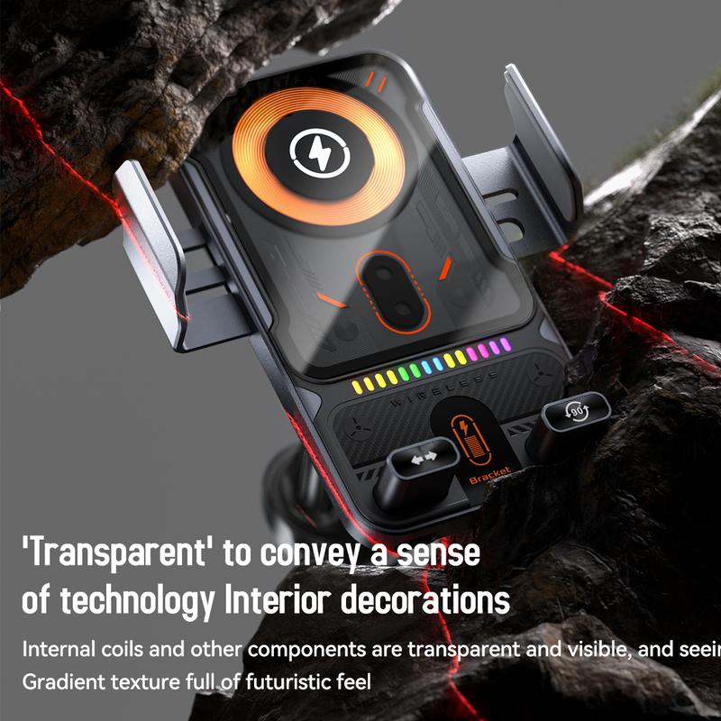 2-in-1 Car Phone Holder Wireless Charger 15W Fast Charging Automatic Clamping