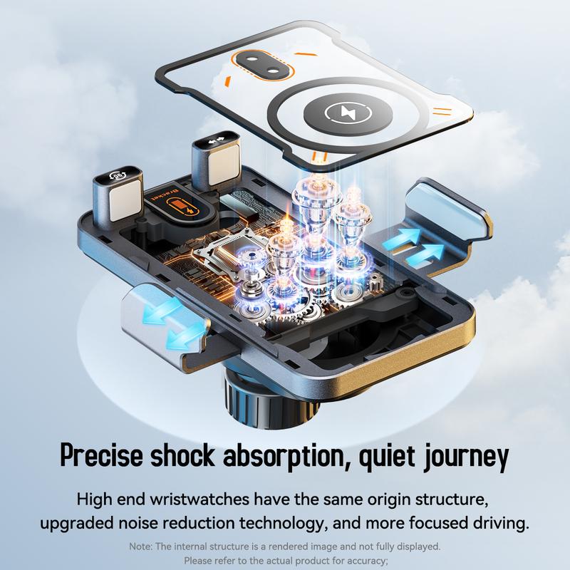 2-in-1 Car Phone Holder Wireless Charger 15W Fast Charging Automatic Clamping