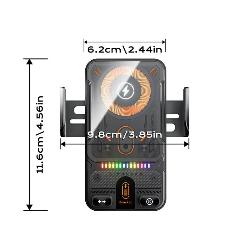 2-in-1 Car Phone Holder Wireless Charger 15W Fast Charging Automatic Clamping