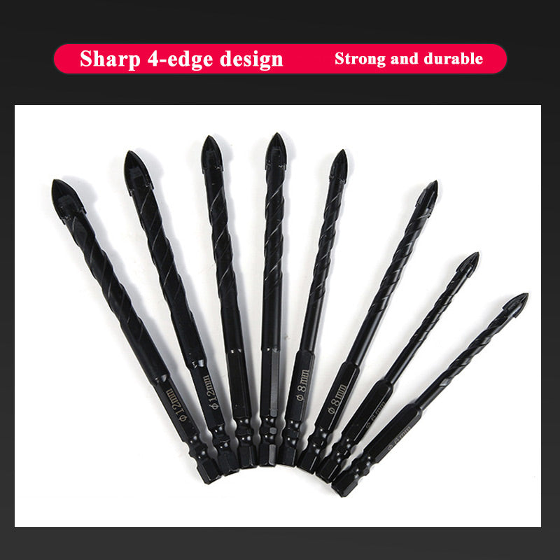High-Strength Four-Edge Cross Drill Bit 7-Piece Set
