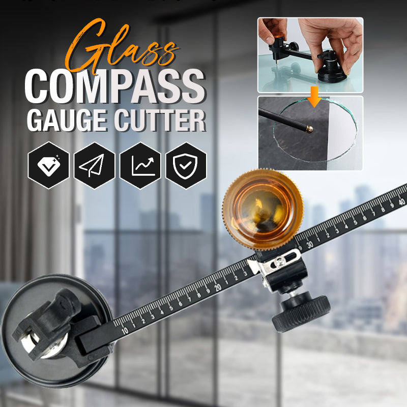 Glass Compass Gauge Cutter with 360 Degree Rotating Head and Suction Cup