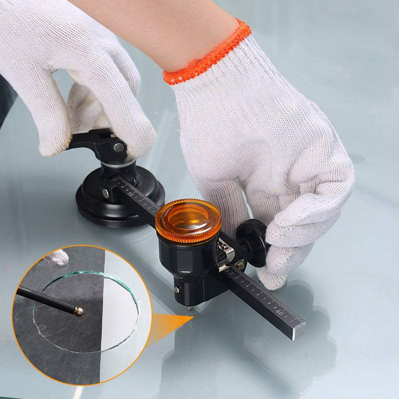 Glass Compass Gauge Cutter with 360 Degree Rotating Head and Suction Cup