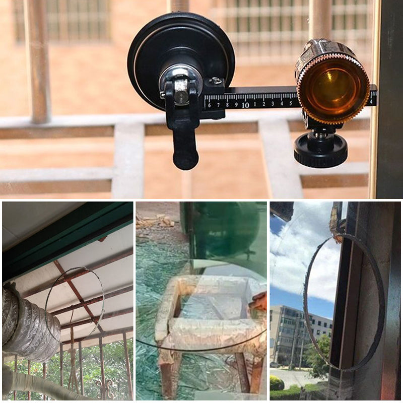 Glass Compass Gauge Cutter with 360 Degree Rotating Head and Suction Cup