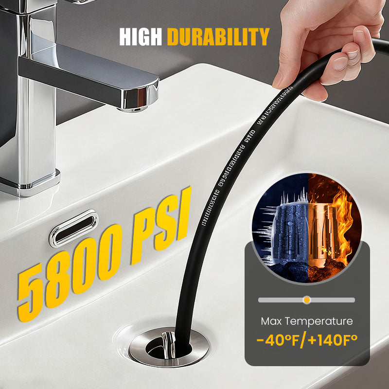 400 Bar Sewer Drain Cleaning Kit Rotating Nozzle Reinforced Hose