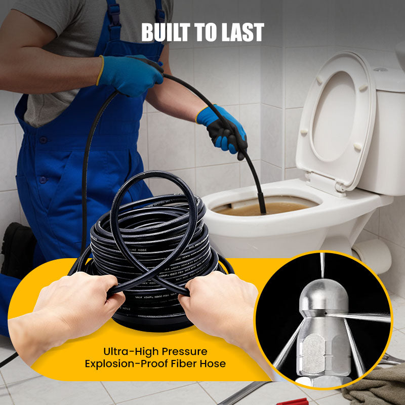 400 Bar Sewer Drain Cleaning Kit Rotating Nozzle Reinforced Hose
