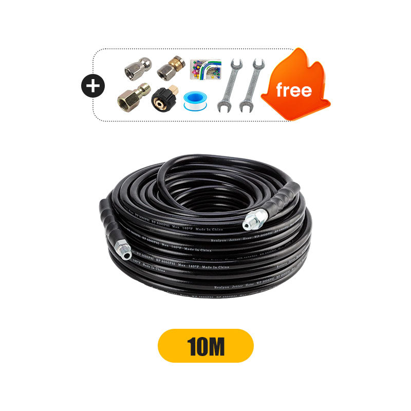400 Bar Sewer Drain Cleaning Kit Rotating Nozzle Reinforced Hose