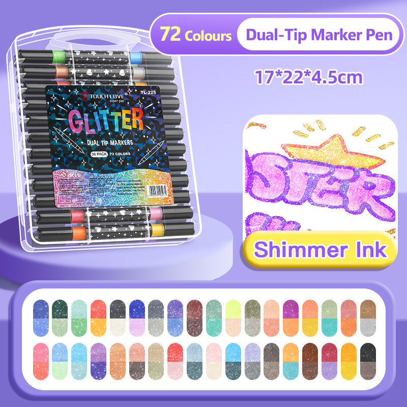 Dual-Tip Glitter Marker Pen Set
