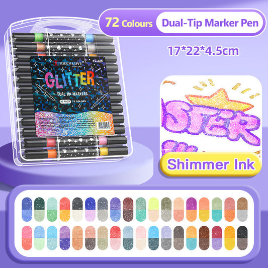 Dual-Tip Glitter Marker Pen Set